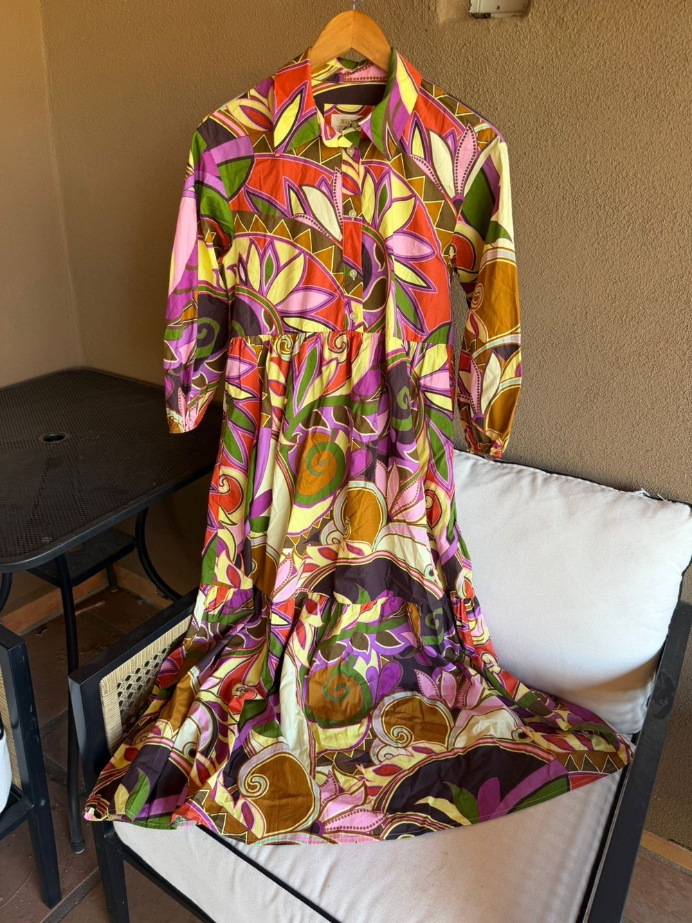 Anthropologie Pink Purple Green Floral Maxi Dress